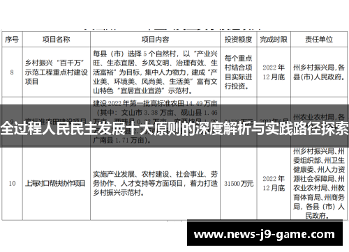 全过程人民民主发展十大原则的深度解析与实践路径探索 全过程人民民主发展十大原则的深度解析与实践路径探索