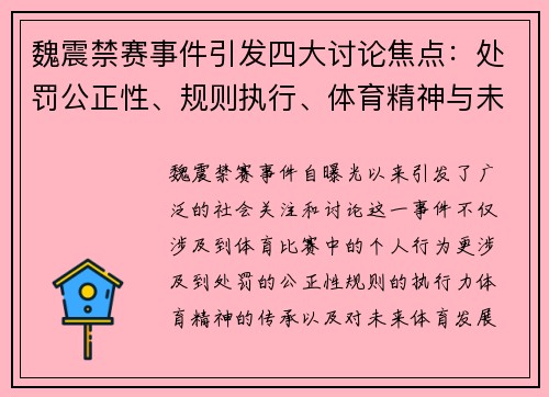 魏震禁赛事件引发四大讨论焦点：处罚公正性、规则执行、体育精神与未来影响